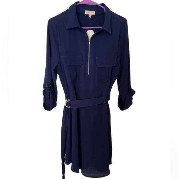 NWT! Urban Girl Blue Dress w/Zipper and Belt - Picture 2 of 4